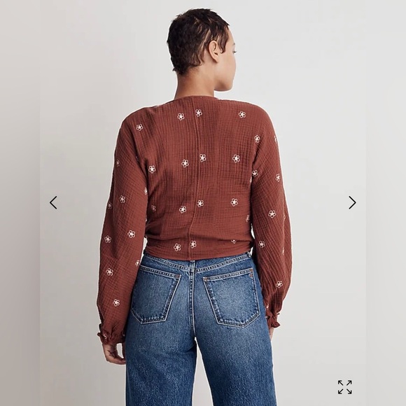NWT Madewell Mahogany Lightspun Maira Wrap Top - Picture 5 of 10